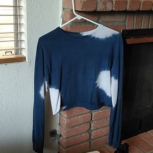 Queens Quial Blue and White Spot Crop Top